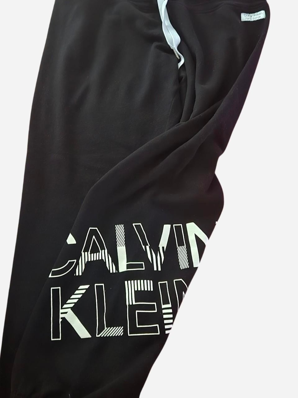Calvin Klein Black Sweatpants with White Logo Print